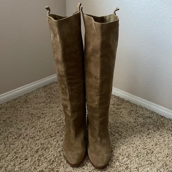 Splendid Boots Womens Size 10 Taupe Brown Suede Leather Knee High Heeled Western - Picture 3 of 14